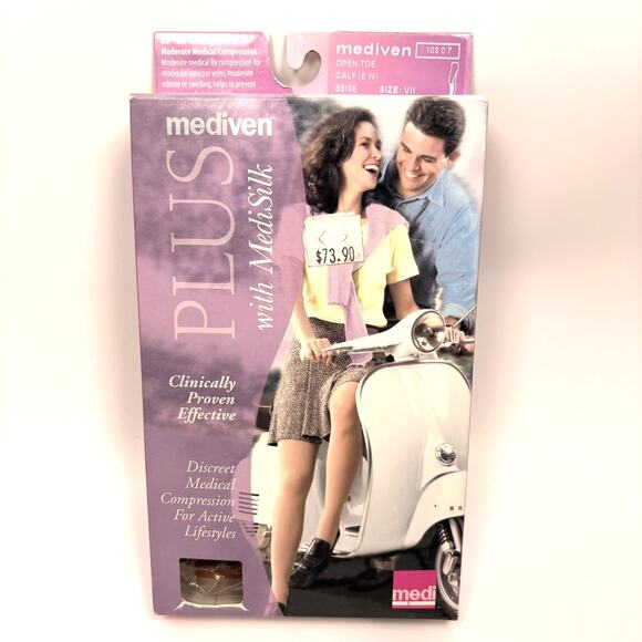 Mediven Plus Compression Stockings 20-30 mmHg Sz VII Open Toe Calf Beige Medical - Picture 1 of 9